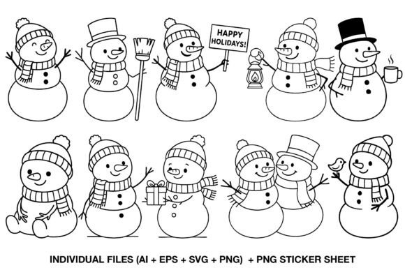A Snowman Clipart Set for Crafts and Brand Graphics