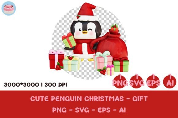 Adorable Cute 3D Penguin Christmas Clipart for Graphics