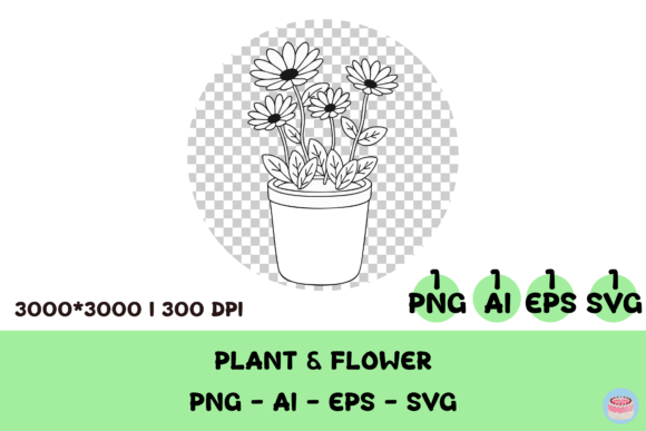 Cheerful Daisy Flower Pot Graphics for Branding