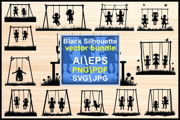 Child Silhouette Swinging Vector: Perfect for Inclusive Graphics