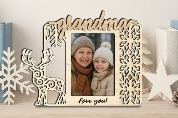 Christmas Winter Grandma SVG Photo Frame: A Unique Graphics and Laser Engraving Asset