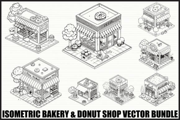 Coffee and Donut Shop Line Art Pack: A Graphics Treasure
