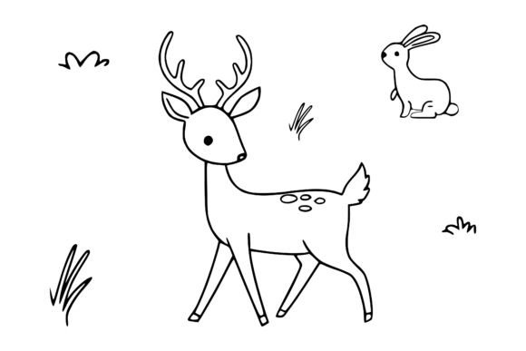 Cute Hand-Drawn Deer and Bunny: A Charming Graphic for Branding