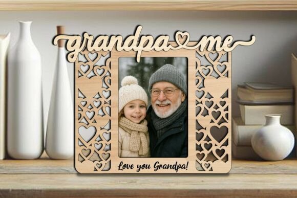 Hearts SVG Grandpa Me Home Photo Frame for Laser Engraving Graphics