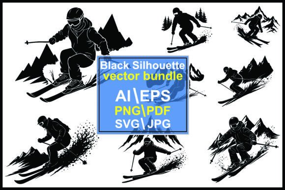 Review: Collection Multiple Silhouettes of Skier Graphics