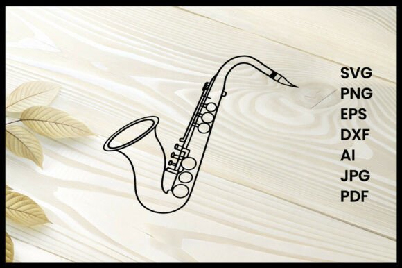 Review: Saxophone Line Art Design for Graphics and Coloring Pages