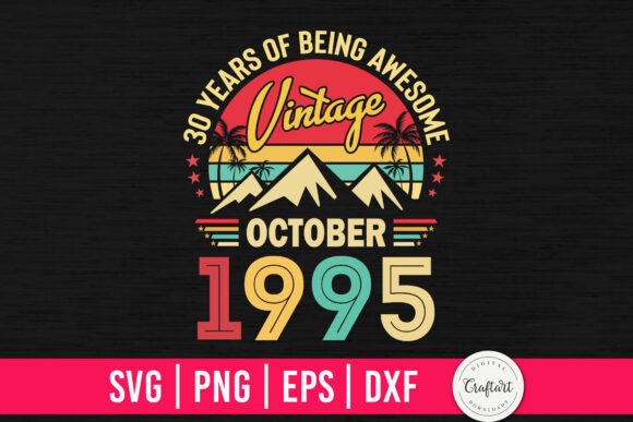 Reviewing Vintage 1995 October 30th Birthday Graphics for Crafts Projects