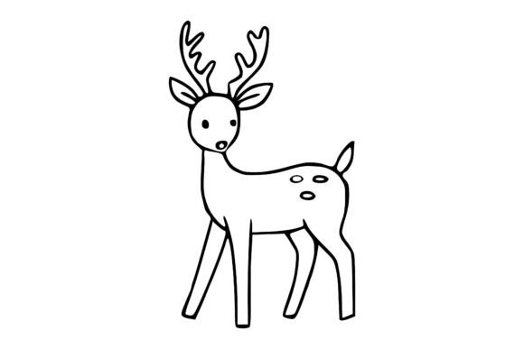 Simple Cute Hand-Drawn Deer Illustration for Graphics and Coloring Pages Amp