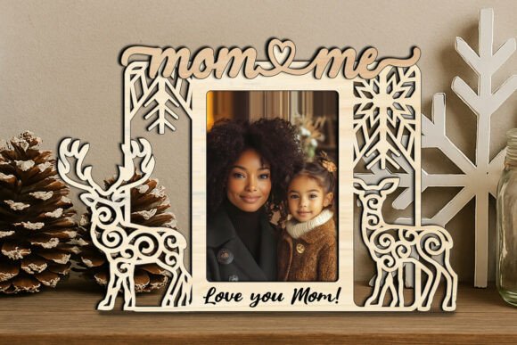 SVG Deer Couple Christmas Mom and Me Pic for Laser Engraving