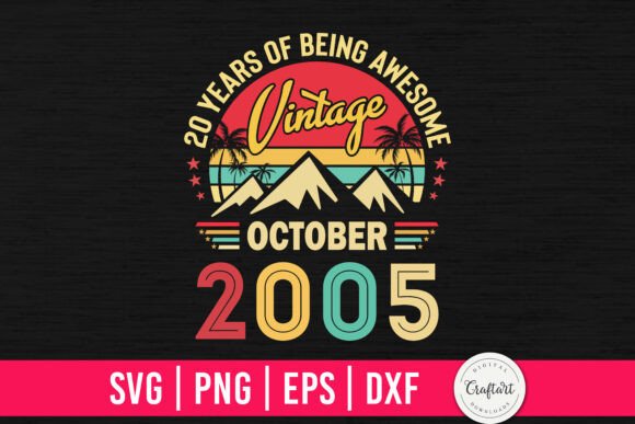 Vintage 2005 October 20th Birthday Graphics for Crafts