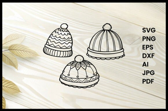 Winter Mutze Hat Line Art Design for Graphics and Coloring Pages Amp